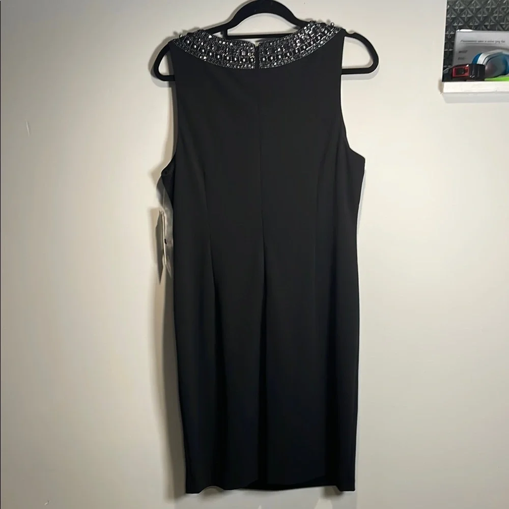 Tahari ASL Cocktail Dress Embellished Neck Ruched Size 14 nwt - Picture 10 of 13